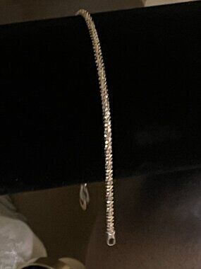 925 BSI Italy Diamond Cut Chain Bracelet Gold Over Sterling Silver 7" P LUX